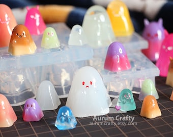 Handcrafted silicon mould, mold of resin mini cute ghost with smooth surface and transparent color