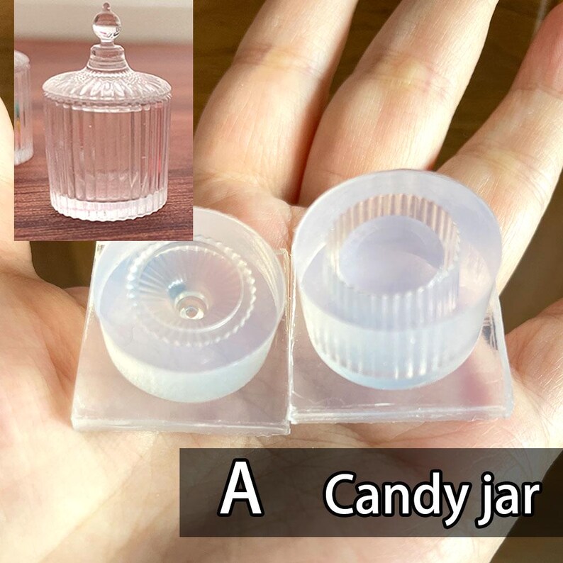 Mini Candy Jar Mold with Lid – Miniature Silicone Mold for Resin, Dollhouse Mini Jar, Fake Food Container, Tiny Storage Jar Ribbed Jar Mold