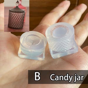 Mini Candy Jar Mold with Lid – Miniature Silicone Mold for Resin, Dollhouse Mini Jar, Fake Food Container, Tiny Storage Jar Lattice Jar Mold