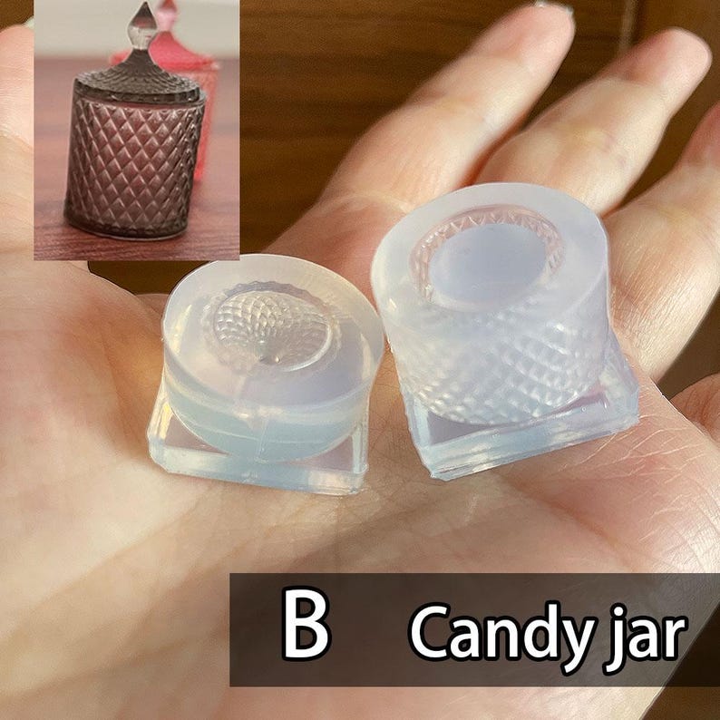 Mini Candy Jar Mold with Lid – Miniature Silicone Mold for Resin, Dollhouse Mini Jar, Fake Food Container, Tiny Storage Jar Lattice Jar Mold