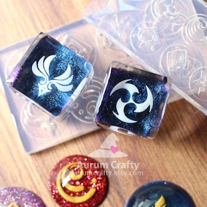 Fantasy Element Symbol Mold – Silicone Mold for Resin Charms, Dice, Tokens and Crafting Projects