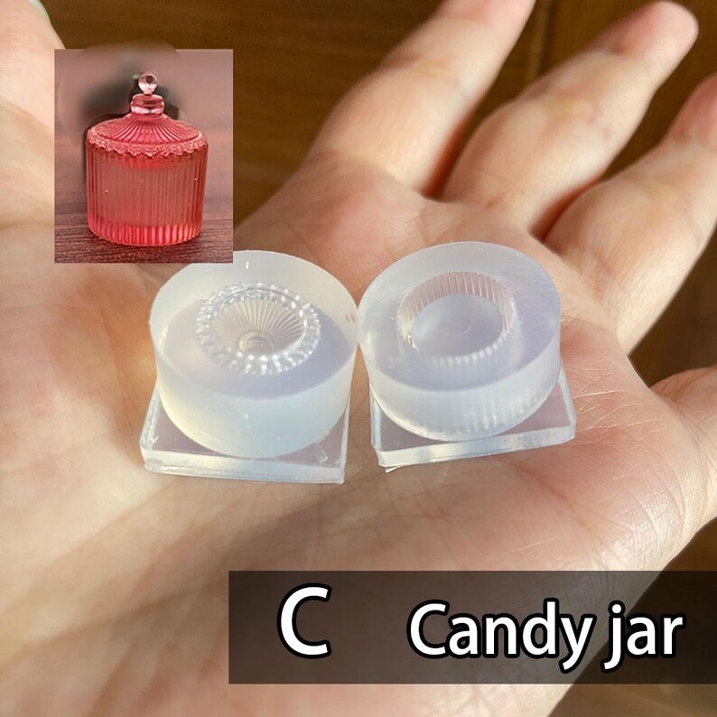 Mini Candy Jar Mold with Lid – Miniature Silicone Mold for Resin, Dollhouse Mini Jar, Fake Food Container, Tiny Storage Jar Fluted Jar Mold