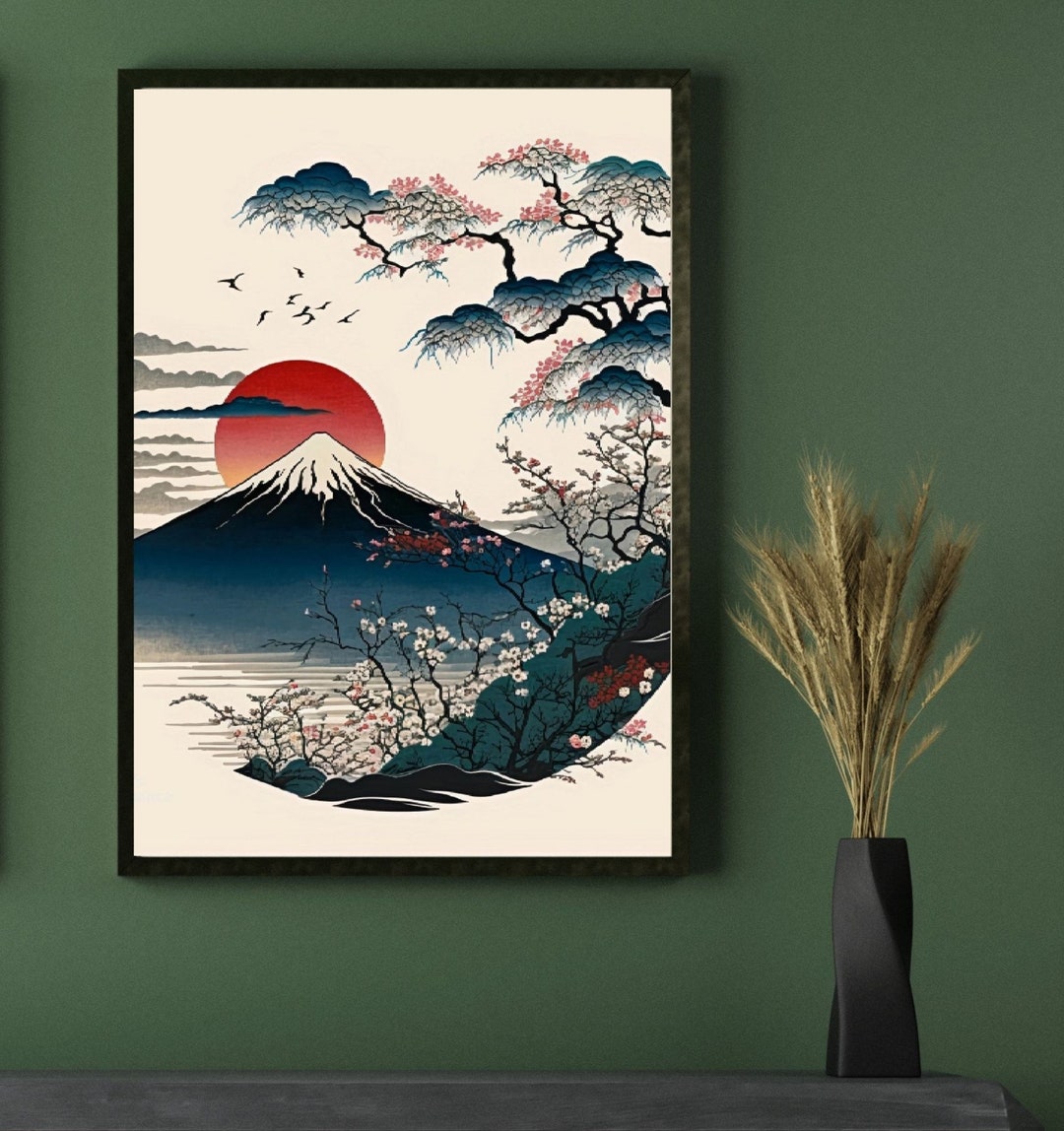 Japanese Art Ukiyo-e Style Japanese Art Mount Fuji Ukiyo-e - Etsy