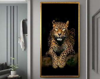 Leopard slat canvas painting, leopard pattern art, tiger wall decor, leopard slat poster