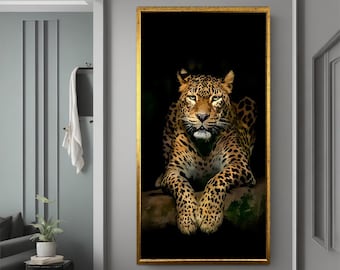 Leopard slat canvas painting, leopard pattern art, tiger wall decor, leopard slat poster