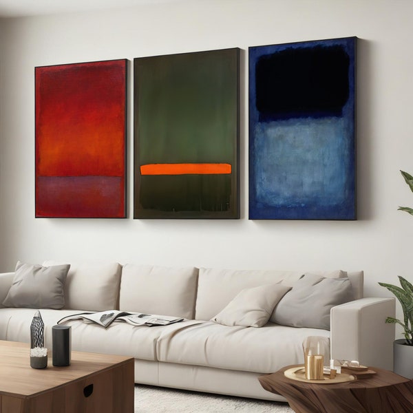 3er Set Mark Rothko Reproduktion Leinwand Wand Kunst Print,Moderne Wandkunst,Rothko Wandkunst,Mark Rothko Print,Mark Rothko Malerei