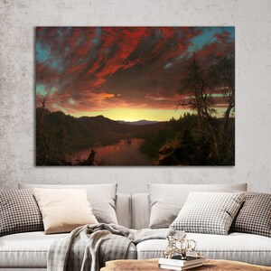Frederic E Church, Twilight in the Wilderness, Leinwand Wandkunst, Klassische Drucke, Vintage Drucke, Reproduktion Leinwand Wandkunst