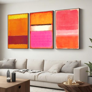 Set of 3 Mark Rothko Reproduction Canvas Wall Art ,Modern Wall Art,Rothko Wall Art,Mark Rothko Print,Mark Rothko Painting,pink  3 pcs canvas