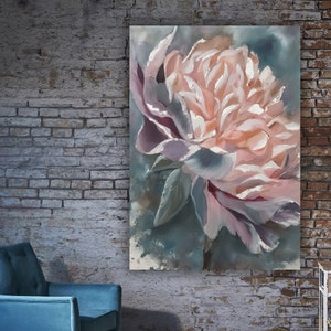 Pink Rose Canvas Painting, Flower Painting on Canvas, Floral Wall Art, Roses Poster, Modern Home Decor, Trendy Wall Art