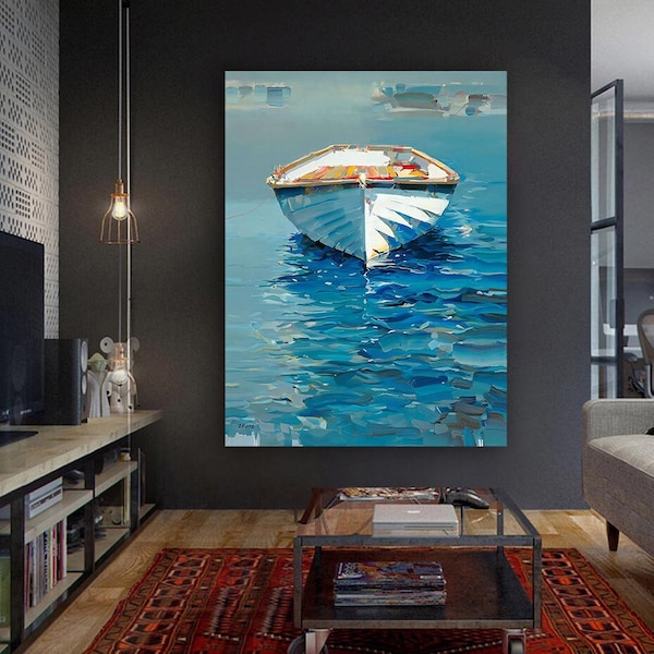 Segelboot Gerahmtes Leinwandbild, Segelschiff Leinwand Kunstdruck, Schiff Dekoration, Segeln und Meer Landschaft, Segel Leinwand Wanddekor