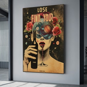 Lose Your Mind Find Your Soul Retro Poster, Musician Girl Canvas Wall Decor, Music Vintage Poster
