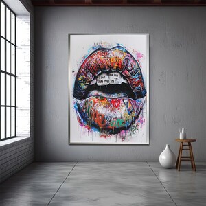 Abstract Lip Graffiti Print Blanket