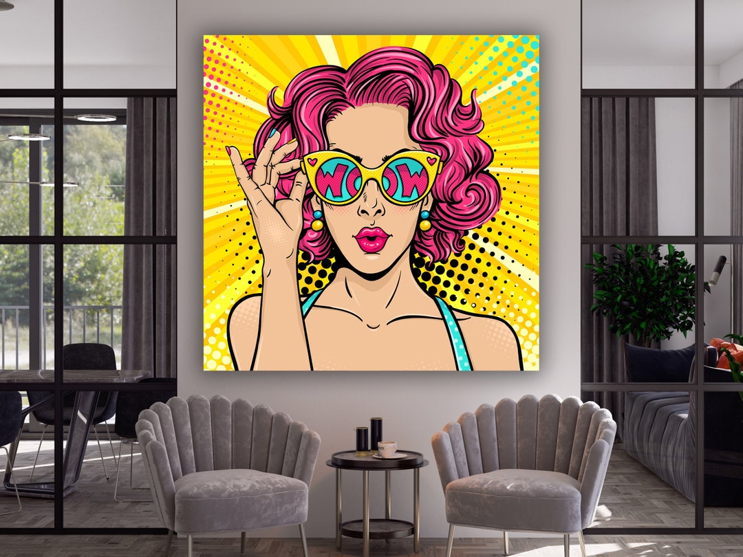 Pop Art Wall Art, Comic Pop Art, Woman WOW, Omg Shock Comic Style, Canvas Print Decor, Woman