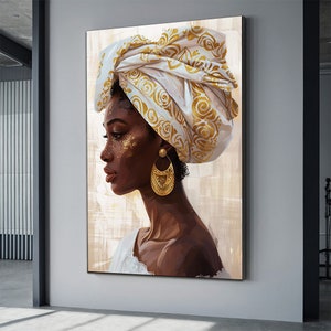 African Woman Portrait, Colorful Face Abstract Art, Woman Portrait Painting on canvas, Framed woman art