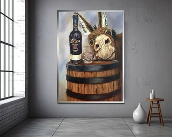 Donkey wall decor, funny donkey art, donkey poster, donkey wall art