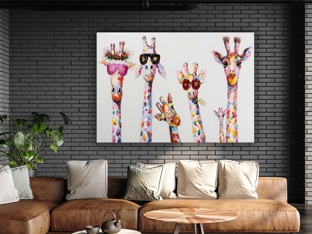 Giraffe Family Canvas Wall Art/kids Wall Decor/animal Wall Decoration ...