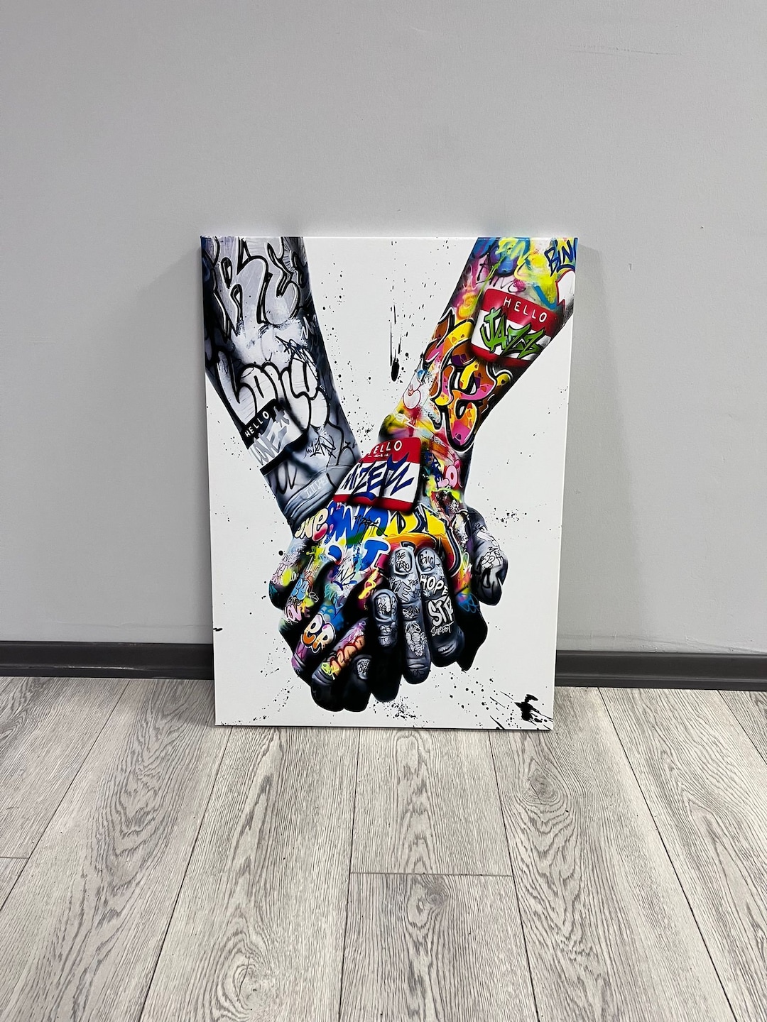 Banksy Colorful Hand Canvas Wall Art, Banksy Art Street Canvas Banksy Graffiti Art Graffiti