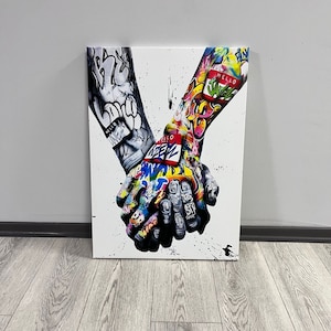 Banksy Colorful Hand Canvas Wall Art,  Banksy Art  Street Canvas  Banksy Graffiti Art  Graffiti Artwork  Graffiti Canvas  Street Artwork