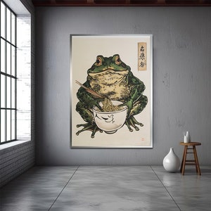 Japanese Frog Framed Canvas Wall Art  Matsumoto Hoji Wall Art Decor Japanese Frog Art Animal Wall Art Japanese Wall Art
