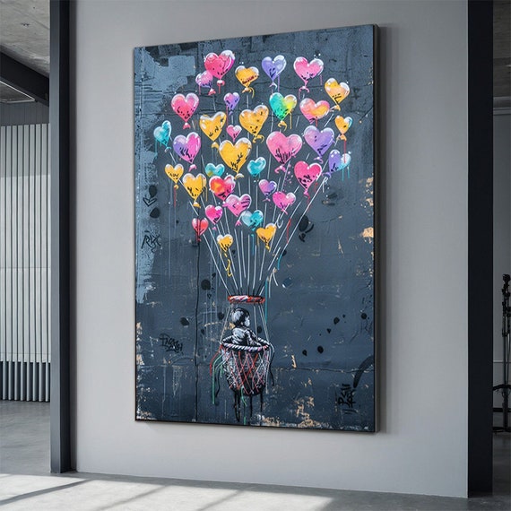 最終価格【BANKSY ART CANVAS バンクシー風船のアートキャンバス】 Amazon.co.jp: 風船の壁アートキャンバスポスターとプリントの