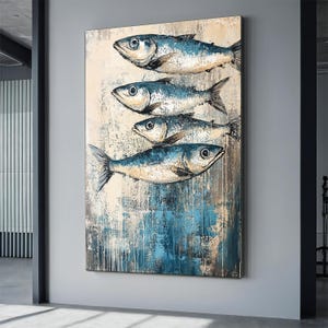 Sardine Painting ,  Fish Art , fish Sea Life Print |,Wall Decor for Fish Restaurant , Nautical Fish Coastal Home Art