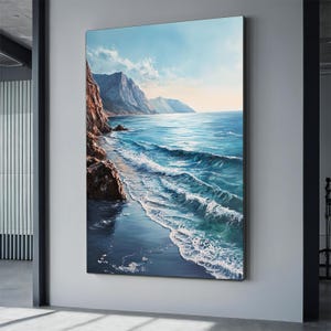 Ocean Waves Painting ,seascape Canvas Art Large Beach Wall Decor  Seascape Art Framed Wave Art, landscape art