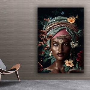 African art, Abstract African wall Art, Woman Face Canvas