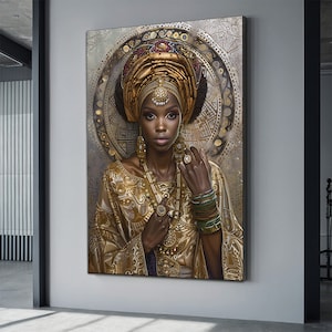 Ethnic Canvas Art, Women Wall Art, Canvas Wall Art, Ethnic Women Wall Art, African Woman Wall Art,Abstract Art