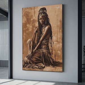 African Woman Canvas Art, Colorful African Printing Canvas, Ethnic Girl Wall Decor ,Black Woman Home Decor, Woman Portrait Poster