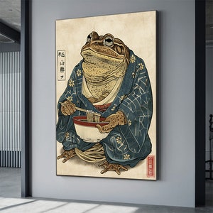 Japanese Frog Print, Funny Frogs, Japandi Wall Art, Large Wall Art, Japanese gifts