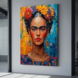 Arte di Frida Kahlo, decorazione da parete in tela, tela di Frida Kahlo, arte messicana, regalo per la mamma, idee regalo, arredamento boho, poster di Frida