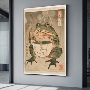 Japanese Frog Framed Canvas Wall Art  Matsumoto Hoji Wall Art Decor Japanese Frog Art Animal Wall Art Japanese Wall Art