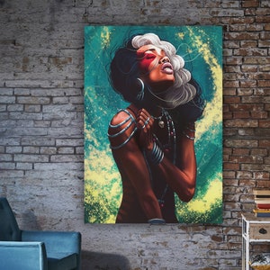 African art, Abstract African wall Art, Woman Face Canvas