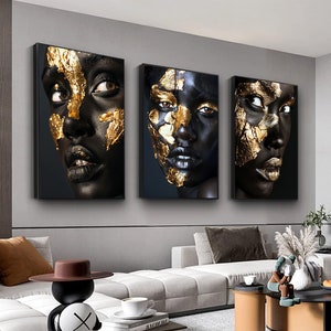 Schwarze Frau Wall Art Set 3, afrikanische Frau Panel, Schwarze Kunst, Malerei Wandkunst, Frauenset