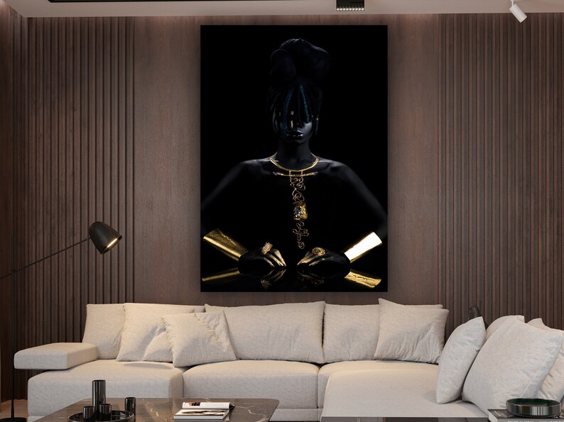 Black and Gold African Woman Painting Black Woman Wall Art Etsy