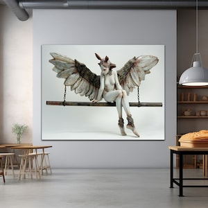 Angel Woman, Abstract Art Canvas, Modern Canvas Print, Winged Woman Canvas Gift,