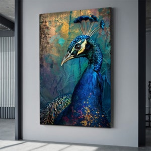 Peacock Canvas Print, Elegant Peacock Wall Art, Vibrant Bird Poster, Animals Wall Decor, Painting On Canvas, Peacock Home Decor