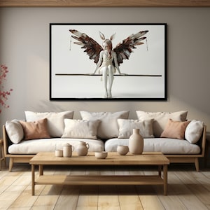 Angel Woman, Abstract Art Canvas, Modern Canvas Print, Winged Woman Canvas Gift,