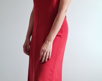 90s long, red dress|Vintage elegant evening red dress