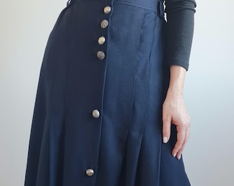 Vintage Pure Wool Navy Maxi Skirt|Your Sixth Sense Traditional Embroidered A-Line Skirt|SizeXL/XXL