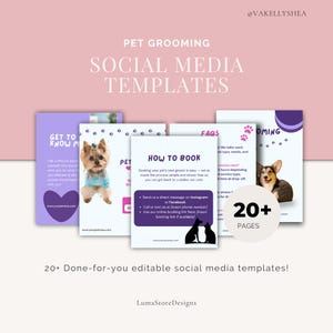 Pet Groummer Social Media Vorlagen - Canva Bundle für Hundepflegeunternehmen - Bearbeitbare Instagram Posts
