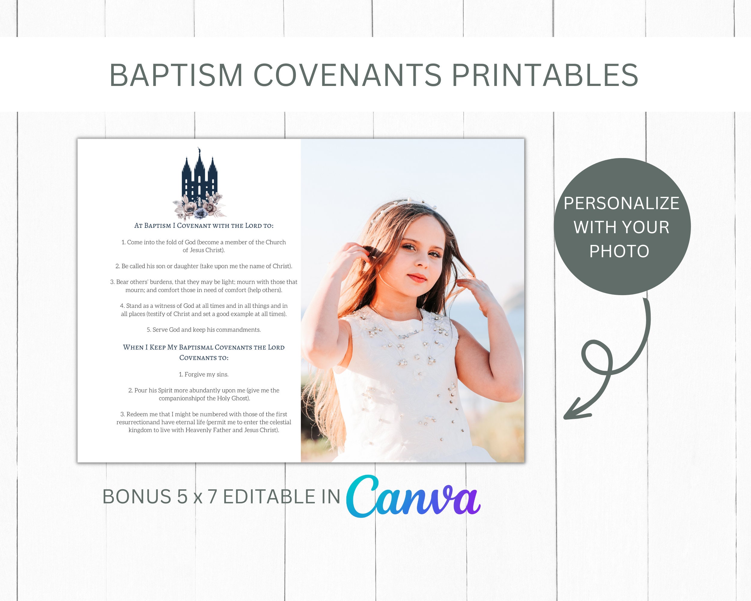 LDS Baptism Covenant Set Printable Baptism Set Baptism Bundle Printable ...