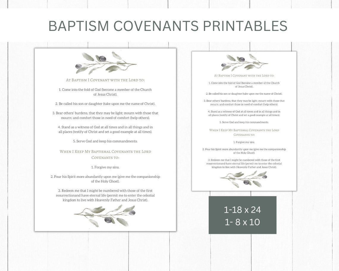 LDS Baptism Covenant Set Printable Baptism Set Baptism Bundle Printable ...