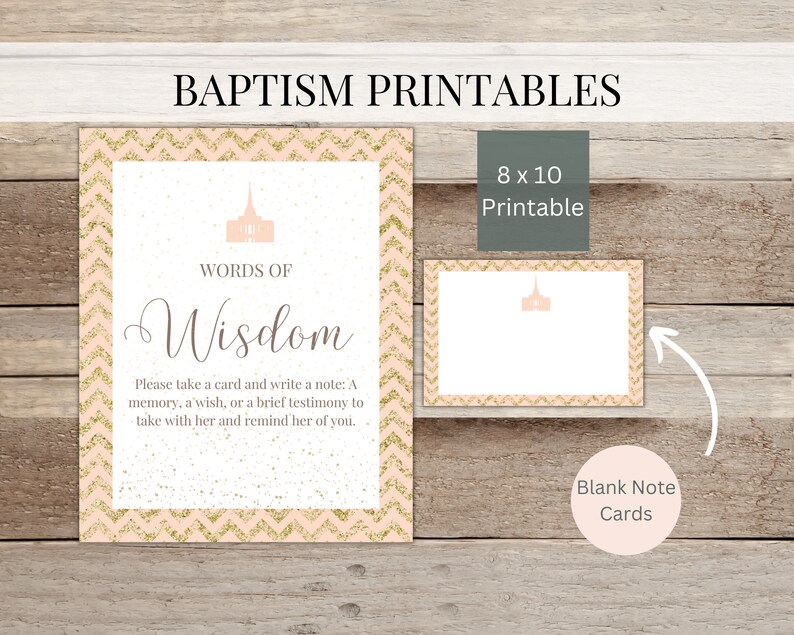 LDS Baptism Scripture Set Printable Words of Wisdom Set Baptism Bundle