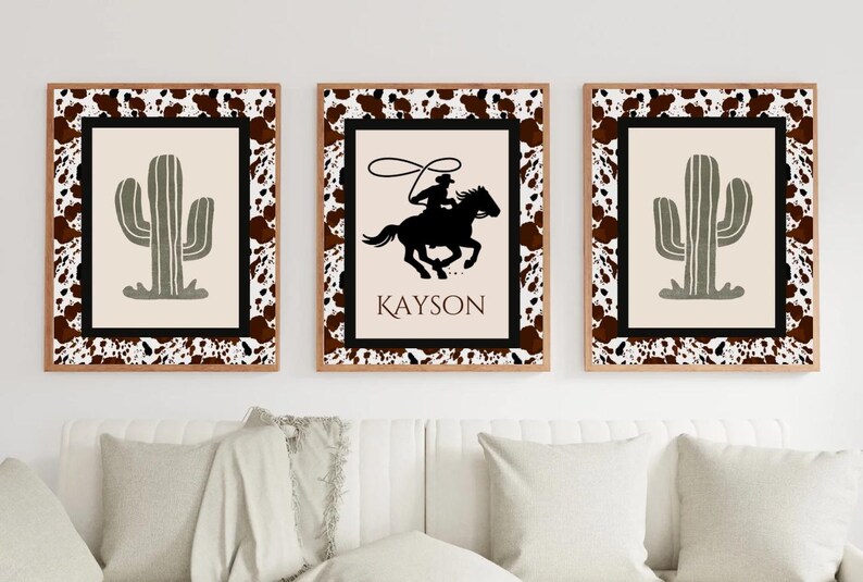 Custom Cowboy Art, Set of 3 Western Prints, Wall Art, Digital Download ...