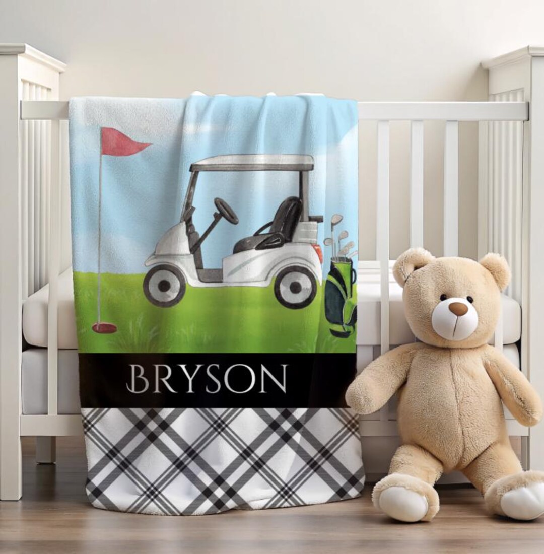 Little Golfer Receiving Blanket- Light Blue