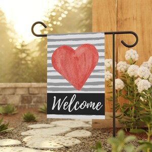 Valentines Day Garden Flag, Love House Banner, Valentine Yard Sign, Romantic Outdoor Decor, Heart Flag for Garden, Love Sign for House
