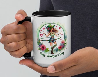 Irische Hula Hooper Valentinstag Tasse - Schöne irische Lassie Hooping Liebe - Farbe innen