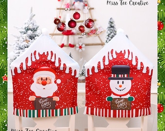 Christmas chair covers Xmas character dining chair cover santa snowman reindeer chair cover 3 pack or individual chair cover christmas decor