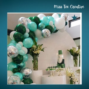 100 piece Balloon Garland Arch Wedding Baby Shower Birthday Deco party aqua green metallic kit party decoration set silver white and green